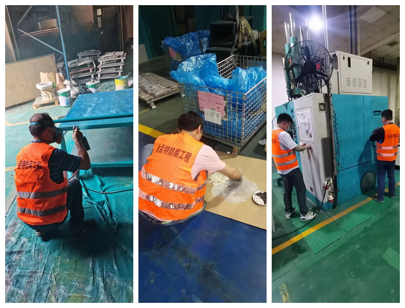 昆山金孟特廠房大型機械翻新施工現(xiàn)場